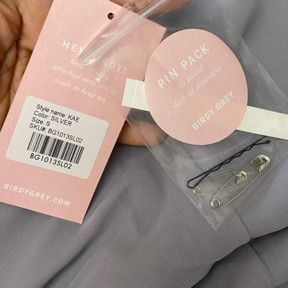 NWT Birdy Grey Kae Chiffon Dress in Silver - Picture 8 of 11